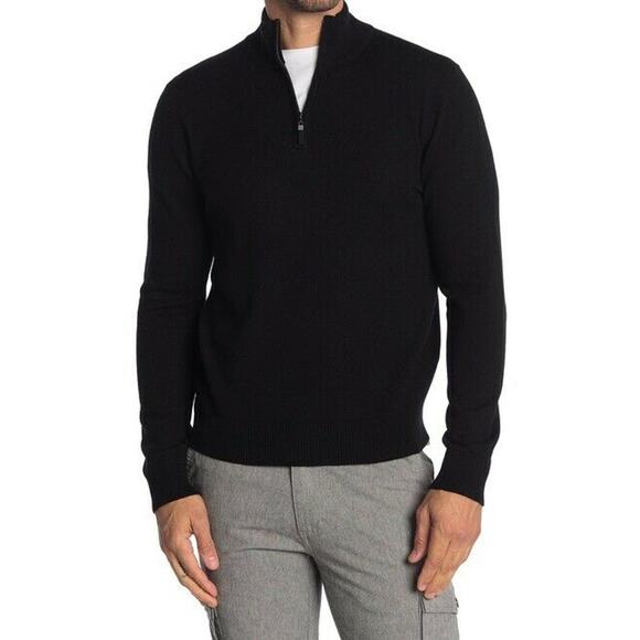 Thomas Dean Pullover Sweater 1/4 Zip Long Sleeves Stand-Up Collar Black Small - Picture 1 of 8